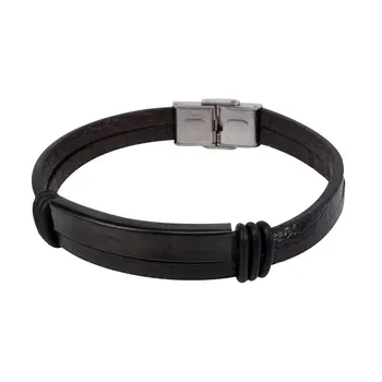 

Leather bracelet otokodesign 55468 (black, box lock, genuine leather)