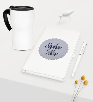 

Personalized Relief Plate White Notebook Pen White Thermos Mug Set