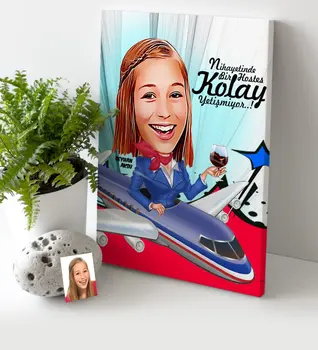 

Personalized Stewardess Cartoon Canvas Table (30x50 cm.) 1