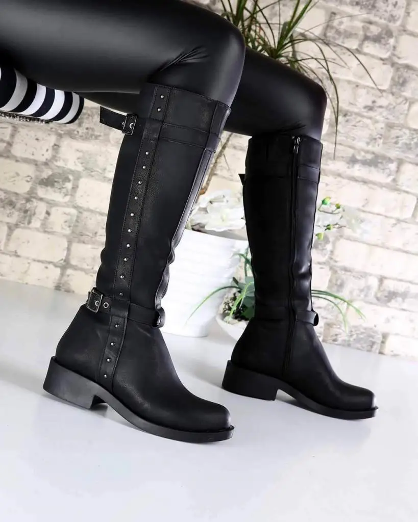 

Mosimoso Women's Ankle Height Boot Rebbeca Black Matte Skin Zipper Pin Detailed Women Boots