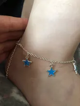 2019 nueva moda luminosa playa vientos azul estrella pentagonal borla tobillera cadena tobilleras para mujer Sandalias pies descalzos 4g