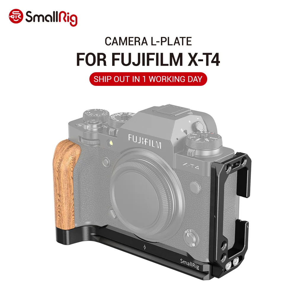 

SmallRig XT4 Camera L Plate L Bracket for FUJIFILM X-T4 Camera Feature Wooden Side Grip Arca Compatible Plate Quick Release 2811