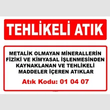 В 010407-Non-Metallic Minerallerin физические и химические İşlenmesinden, вызванные опасных веществ, содержащие