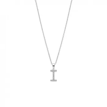 

Lotus necklace Silver and zircons letter I LP1958-1/I