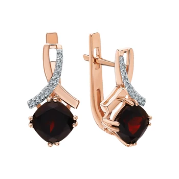 

Gold earrings with garnet and diamonds sunlight sample 585