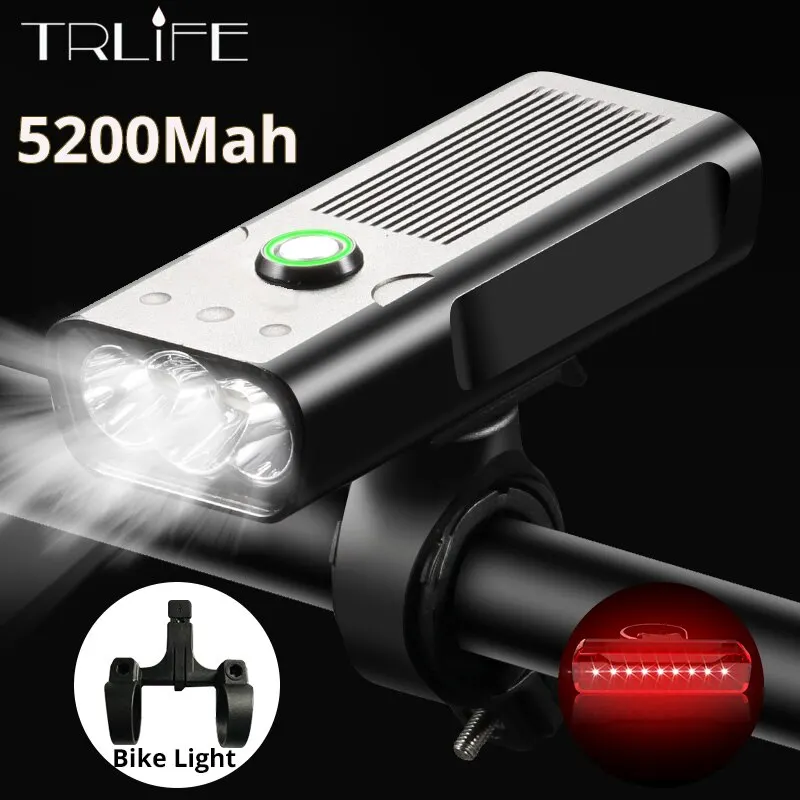 TRLIFE 5200mAh Bicycle Flashlight USB Powerful Bike Light Rainproof Bicycle headlight Front Light Bike Accessories as Power Bank