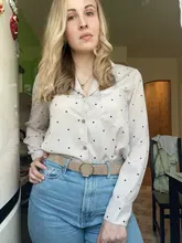 Casual Women Blouse Tops Collar Long-Sleeve Office-Work Printed Polka-Dot Fashion Ladies