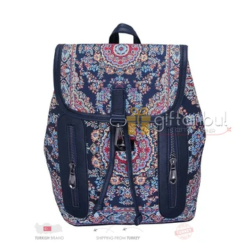 

Turkish Traditional Authentic Backpack Kilim Design Carpet Design Double Zipper Handbag Shoulder Bag For Teenage Girls Kids