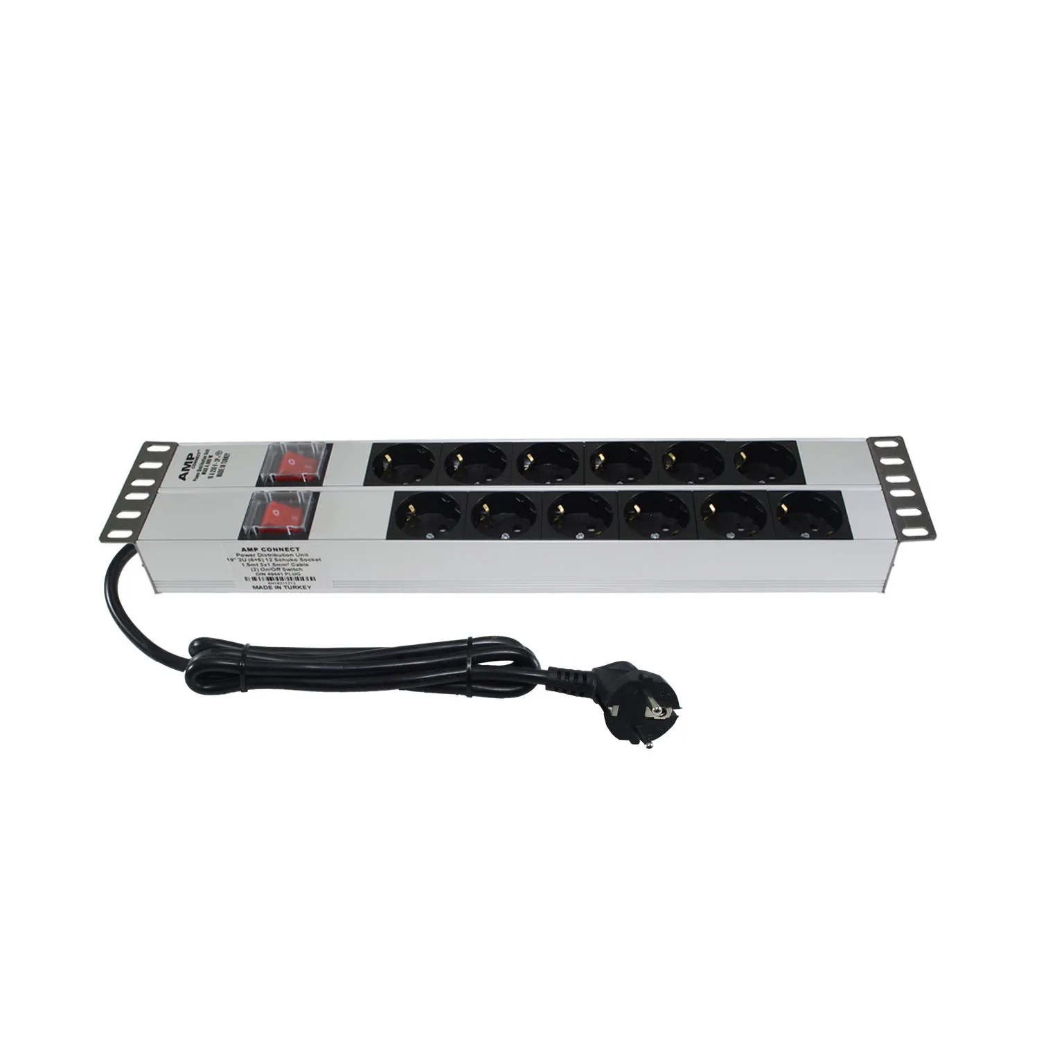 Amp подключения PDU 19 ''2U(6+ 6) 12 способ Германия тип(DIN49440) розетка 2 единицы вкл/выкл освещенный переключатель алюминиевый профиль рамки PDU
