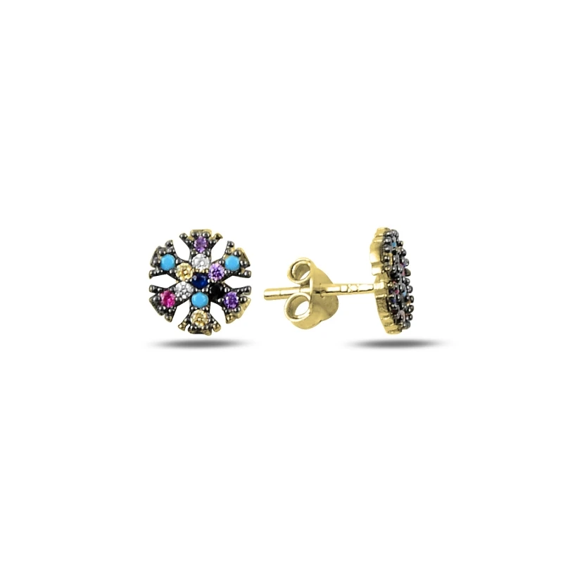 

Silver 925 Sterling Mixed Color Zircon Cubic Zirconia Snowflake Earrings