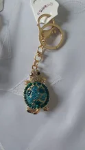 Llavero creativo de diamantes de imitación para mujer, serie con diseño marinero, Tortuga pequeña, llavero de coche, accesorios para bolso, llavero de animal, colgante de metal