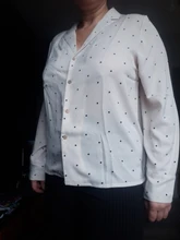 Casual Women Blouse Tops Collar Long-Sleeve Office-Work Printed Polka-Dot Fashion Ladies