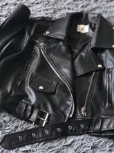 Jacket Short Winter Coat Faux-Leather Mozuleva Black Women Retro PU Turn-Down-Neck Loose