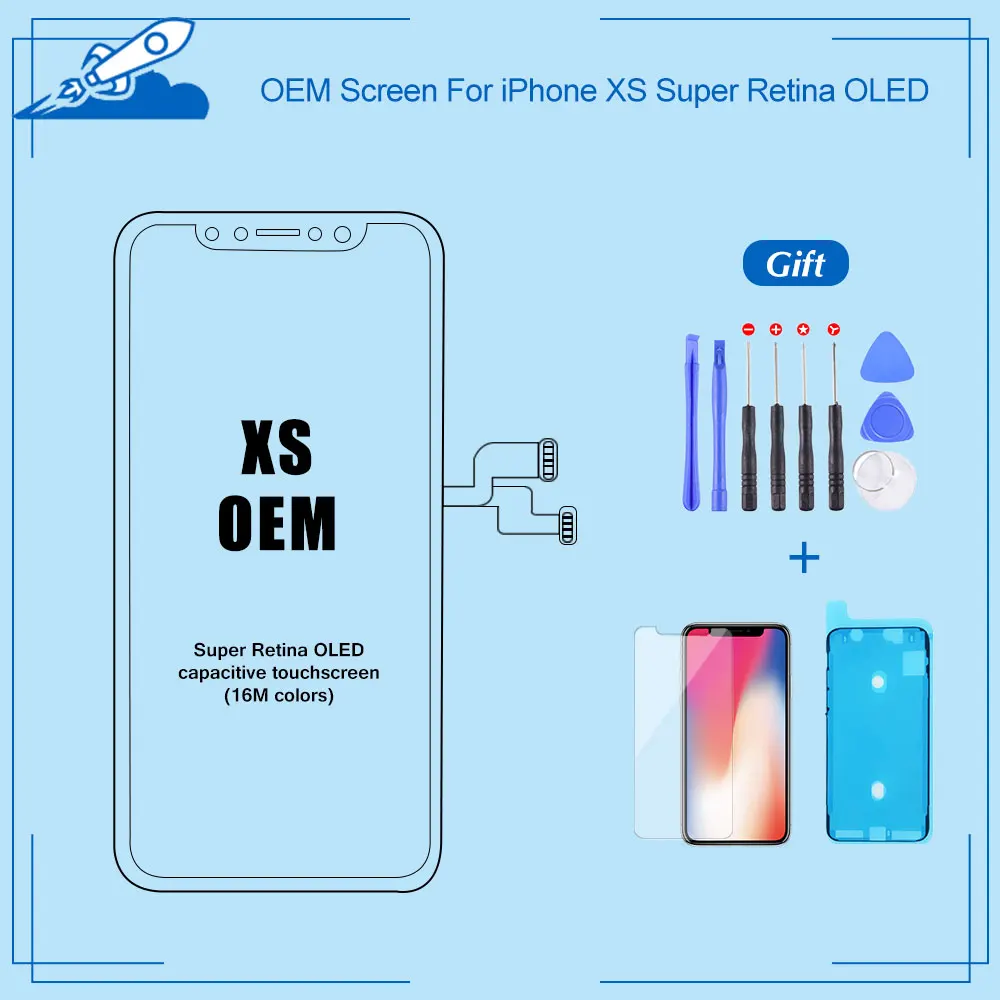 

OEM For iPhone XS Super Retina OLED With 3D Force Touch Digitizer LCD Screen Assembly Replacement Display True Tone Supported