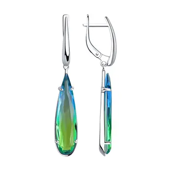 

Drop Earrings with stones Sokolov from silver with sitals, fashion jewelry, 925, women's male, long earrings