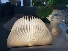 Table-Lamp Desk Led-Book Night-Light Wooden Magnetic Home-Decoration Foldable Creative