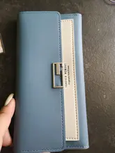 Cartera Coreana de 3 pliegues para mujer, cartera con hebilla de cuero Pu, bolso de mano largo multifunción, tarjetero