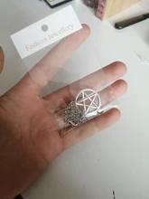 Colgante de plata antigua con pentagrama de estrella Simple y clásico para mujer, collar de cadena larga corta para niña, joyería para mujer