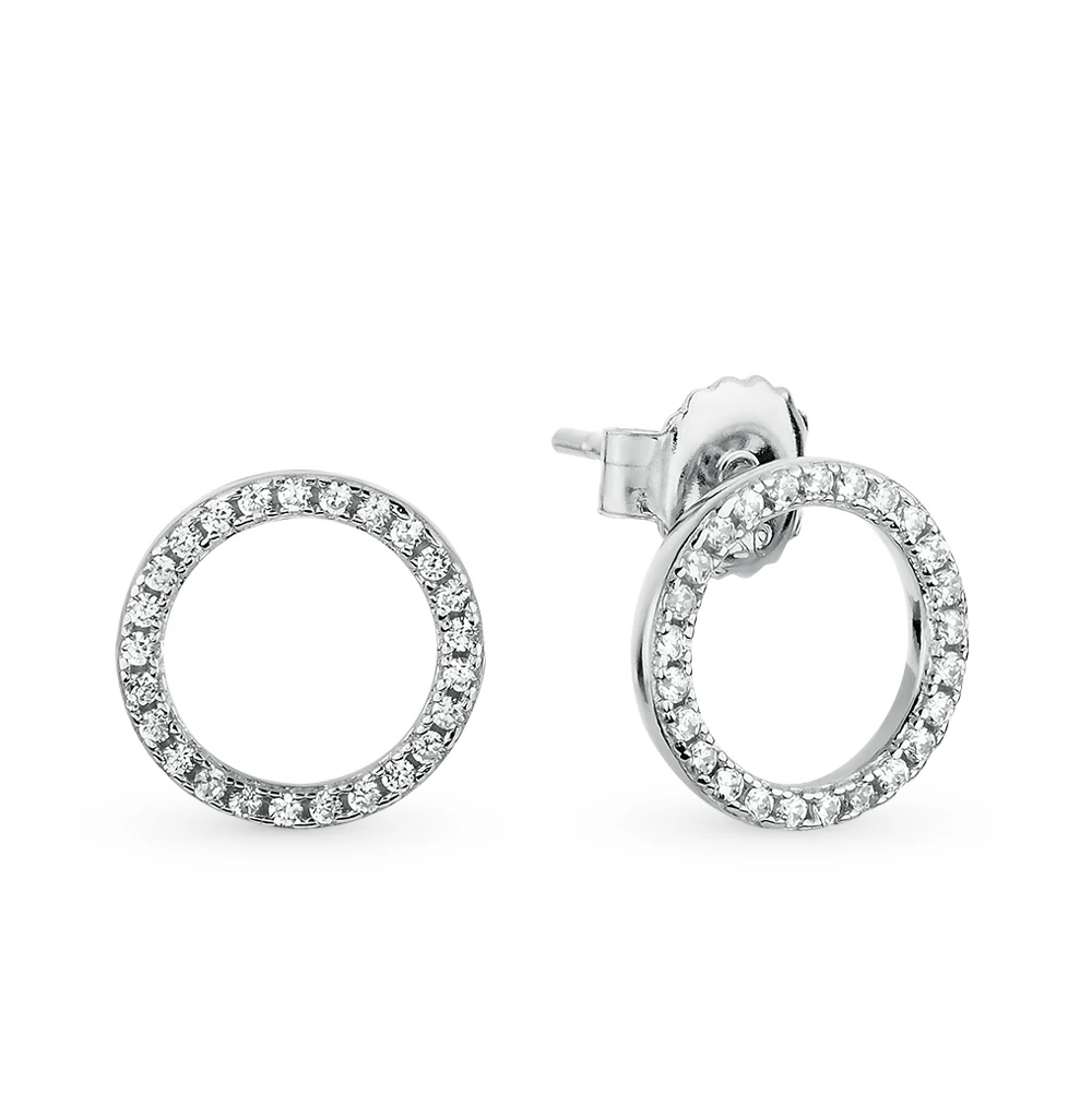 Silver earrings with cubic zirconia SUNLIGHT test 925