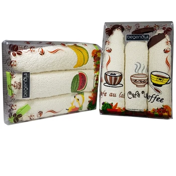 

Modern Kitchen Hand Towels are 100% Cotton, From Turkey, Round Shaped, Dish Cloth, Absorbent, coffee/Fruit Pattern, Machine Washable