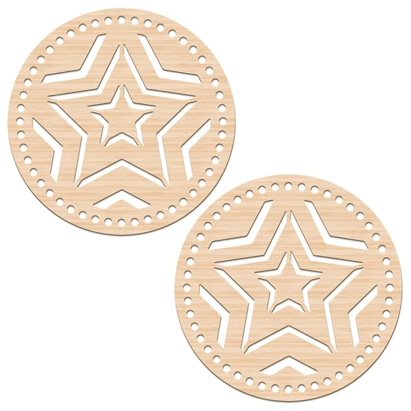 Houten mand bodem, 2 stuks ronde houten mand bodems, mand