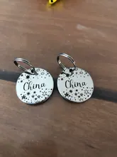 Gato personalizada etiqueta de perro-perro ID Tag MW002 artística fuente de doble cara grabado para la pequeña mascota mediana grande Collar de perro accesorios etiqueta
