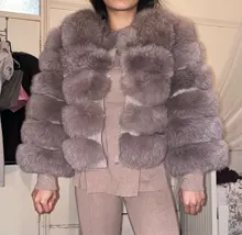 Maomaokong-Chaleco de piel de zorro Real Natural para mujer, 50CM, chaleco de piel de invierno, chaqueta, prendas de vestir a la moda silm, Chaleco de piel de zorro Real