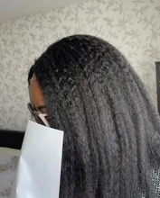 RESHINE-Peluca de cabello liso rizado 13x4, pelucas de cabello humano con encaje frontal Yaki europeo, peluca de cabello humano liso prearrancado