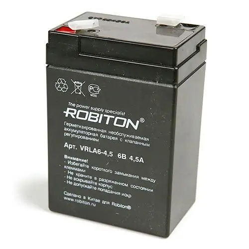 Robiton VRLA6-4.5 свинцово-кислотный аккумулятор 6 В 4.5 Ач |