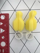 Pacifier-Cleaner Bottle-Brushes Rotating-Sponge Cleaning-Feeding Baby Teat Yellow 2pcs
