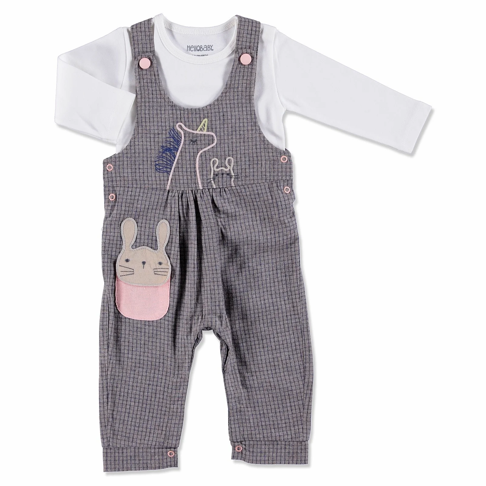 

ebebek HelloBaby Rabbit Texture Baby Dungarees Sweatshirt Set