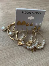 Hoop-Earrings Circle Wedding-Jewelry Pearl 17KM Trendy Women Fashion Gold Geometirc 