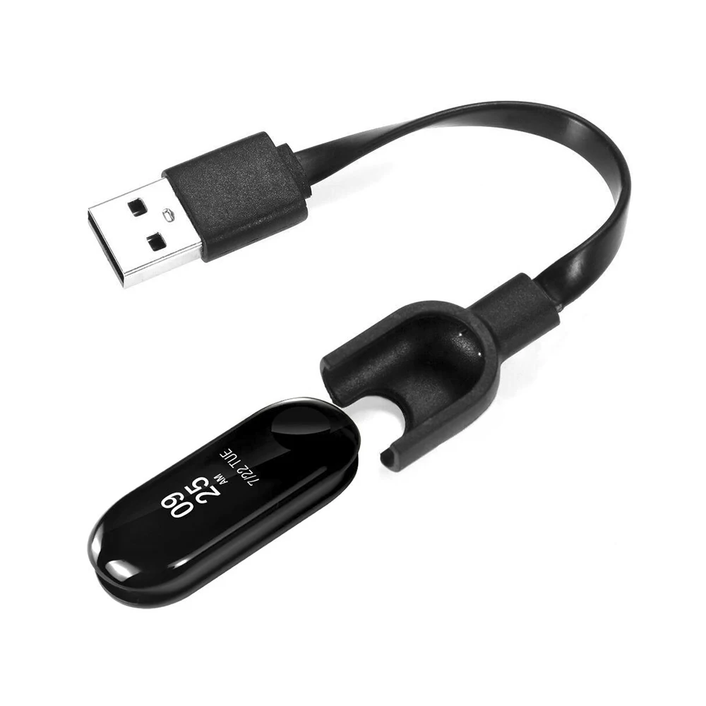 ACTECOM Cable USB Cargador Dock para Reloj inteligente Xiaomi Mi Band 3  Smartwatch Negro 2 Pines con Muelle Station Charging