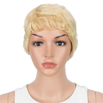

613 Pixie Cut Human Hair Wigs For Black Women Blonde Brazilian Natural Human Hair Remy Grey Color Cheap Free Shipping Allure
