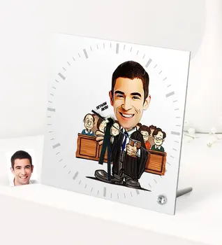 

Personalized Mr Attorney Caricature Of Desktop Square Glass clock-2