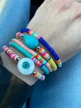 VONNOR-Pulseras hechas a mano de arcilla polimérica para mujer, joyería Bohemia, pulsera de hilo de cristal con piedras de concha, accesorios para mujer