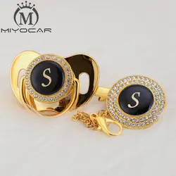 MIYOCAR имя инициалы письмо S Элегантный Серебряный bling соски и клип BPA бесплатно пустышка bling уникальный дизайн SGS пройти LS