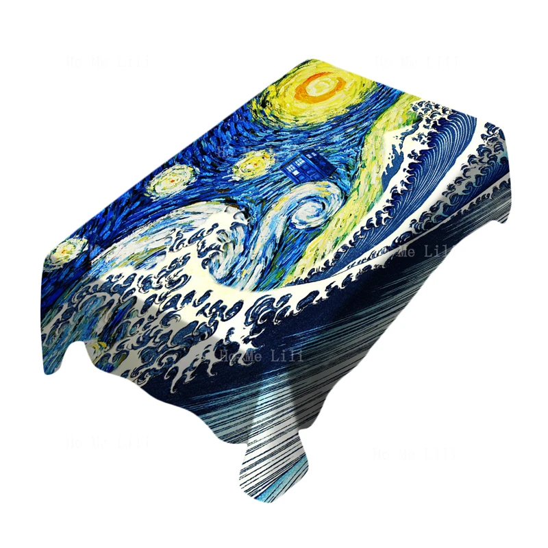 Van Gogh Art Starry Night Tardis Wave And Inspirational Funny Short Girasoli Quote Tovaglia Di Ho Me Lili