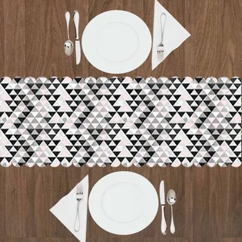 

Black Gray Pink Triangle 3D Textured Runner Table Cloth Model 2020 2021