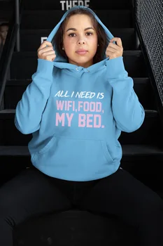 

Angemiel Wear All İ Need Is Wifi Blue Women 'S Hooded Sweatshirt