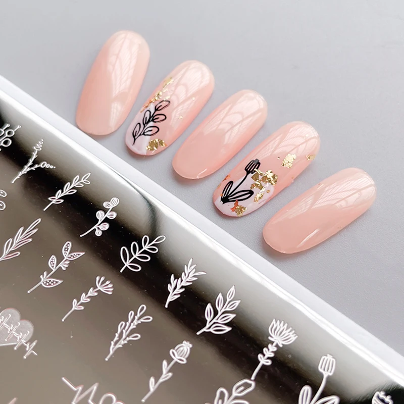 XMQ Steel Nail Art Stamping Plates Template Snak Image Plate Leaves Flowers Design Nail Printing Tools 6*12cm 3