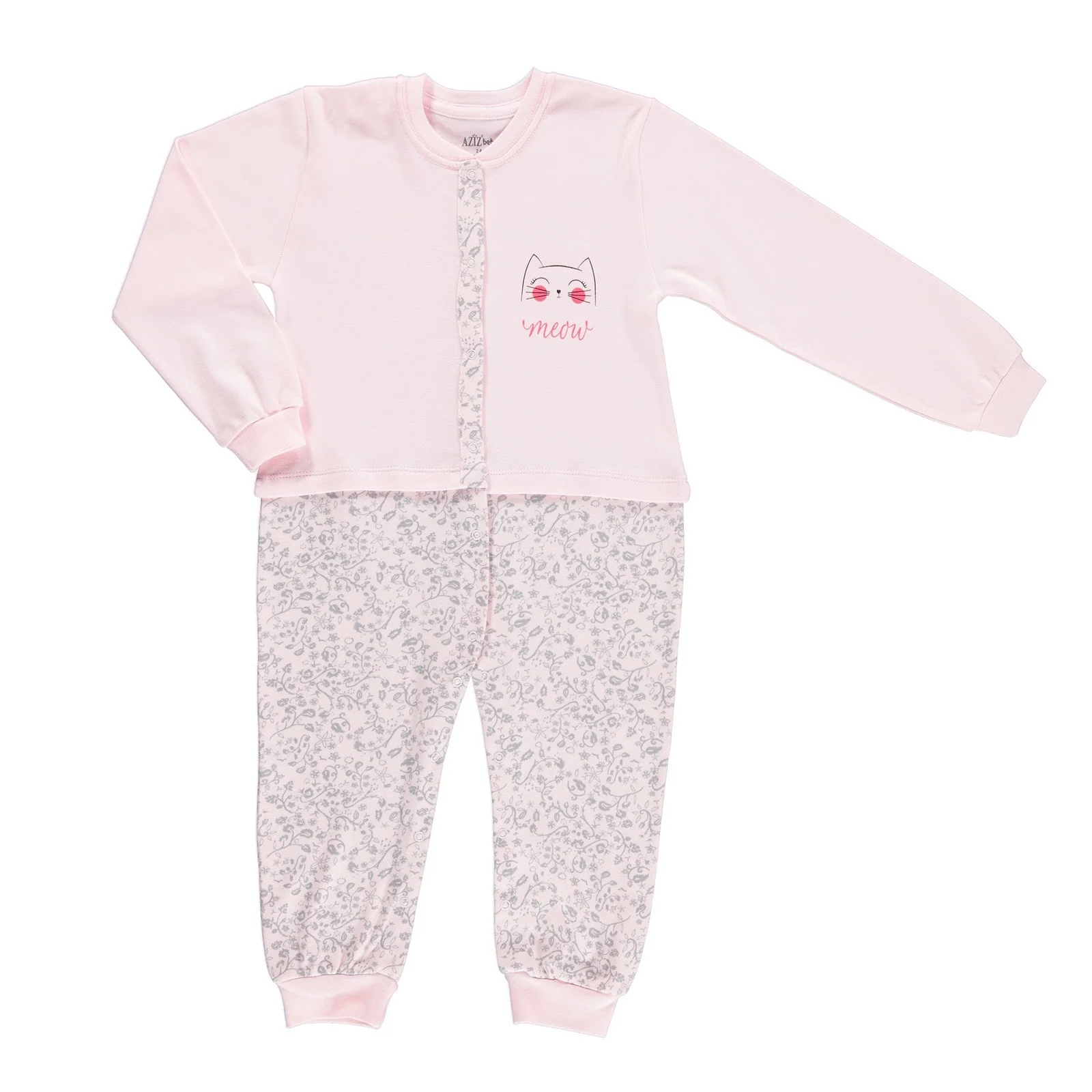 

ebebek Aziz Bebe Smiling Cat Baby Snaps Footless Romper