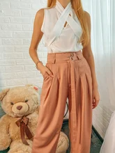 Pants Women Trousers Draped Simplee High-Waist Office Lady Street-Wear Spring Bottoms