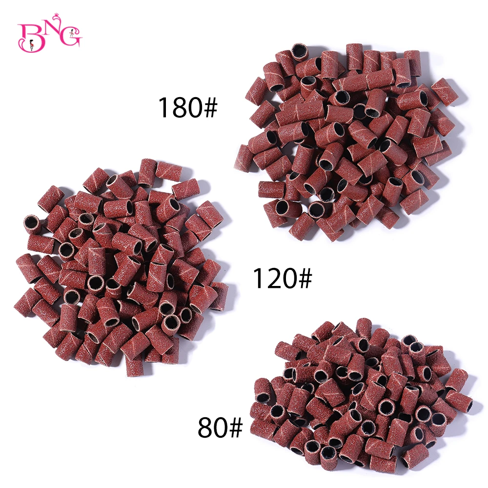 200pcs/set 80# 120# 180# Nail Art Sanding Bands Cutters For Manicure Removing Gel Electric Drill Grinding Sand Ring Bit | Красота и