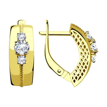 

Sokolov yellow gold drop earrings,with stones, fashion jewelry, 585, women's male, long earrings