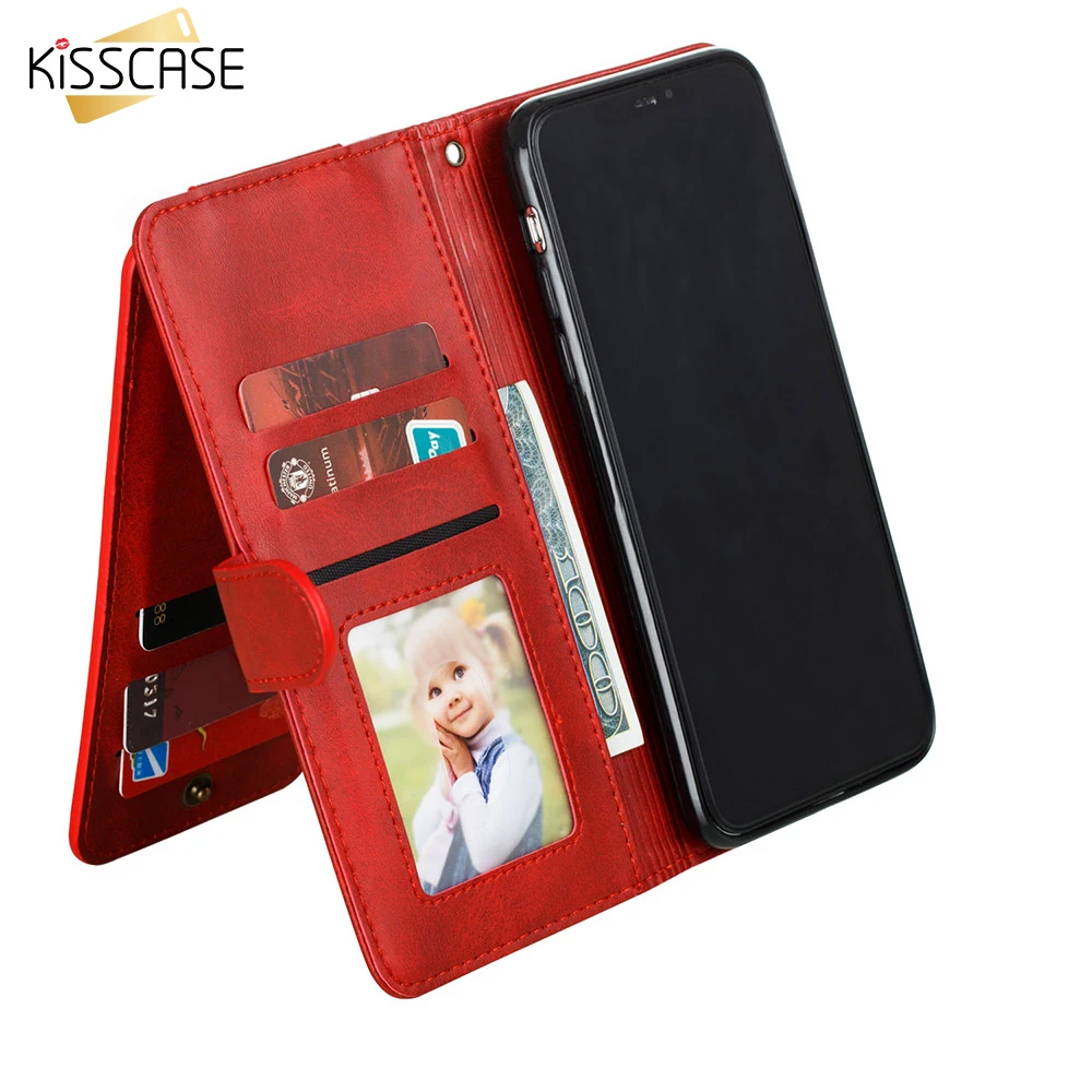 Чехол Кошелек KISS с 9 отделениями для карт Вертикальный флип чехол samsung Note 10 8 Plus