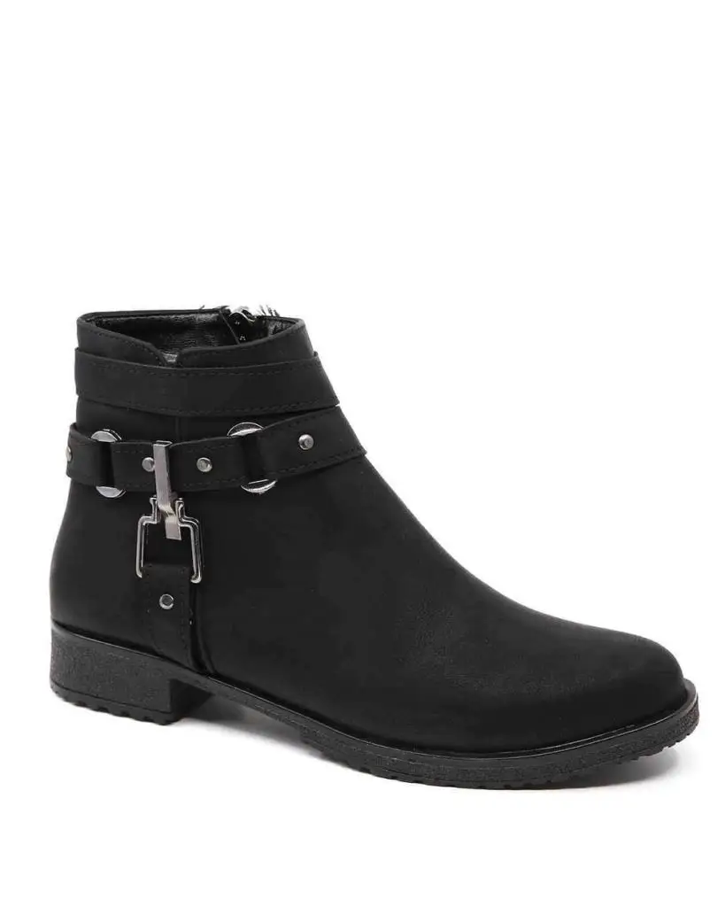

Mosimoso Women's Ankle Height Boot Karmina Matte Black Buckle Women Boots