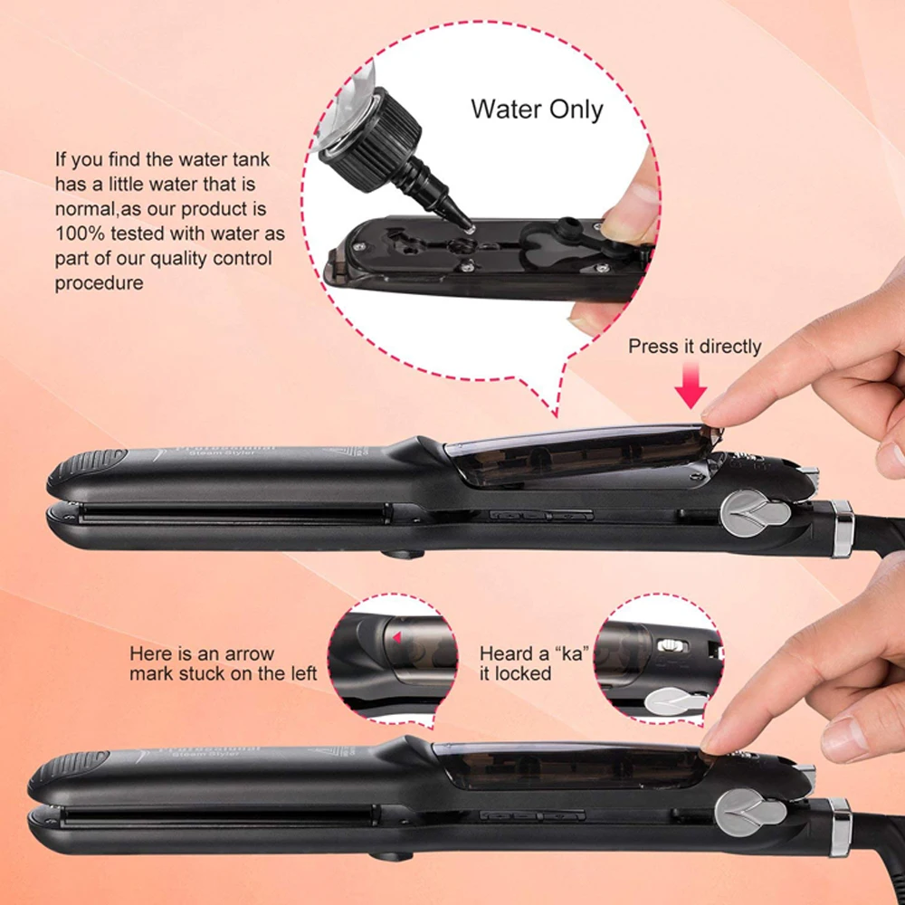  Professional Hair Straightener Curler Salon Steam Mini Tourmaline Ceramic Vapor Straightening Flat 