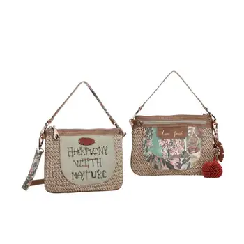 

Anekke square Bag raffia jungle letters