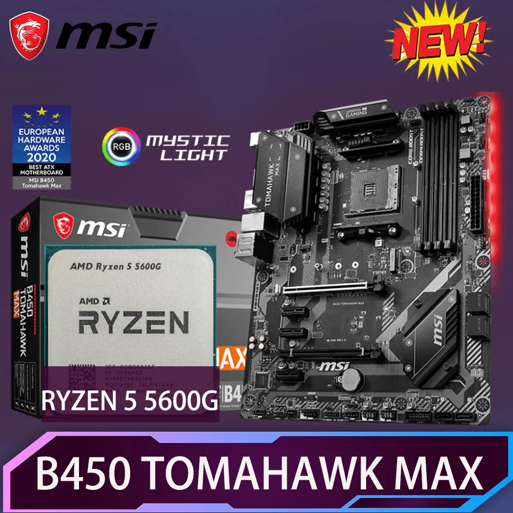 Am4 Msi B450 Tomahawk Max Motherboard Combos+ryzen 5 5600g Ddr4 128g